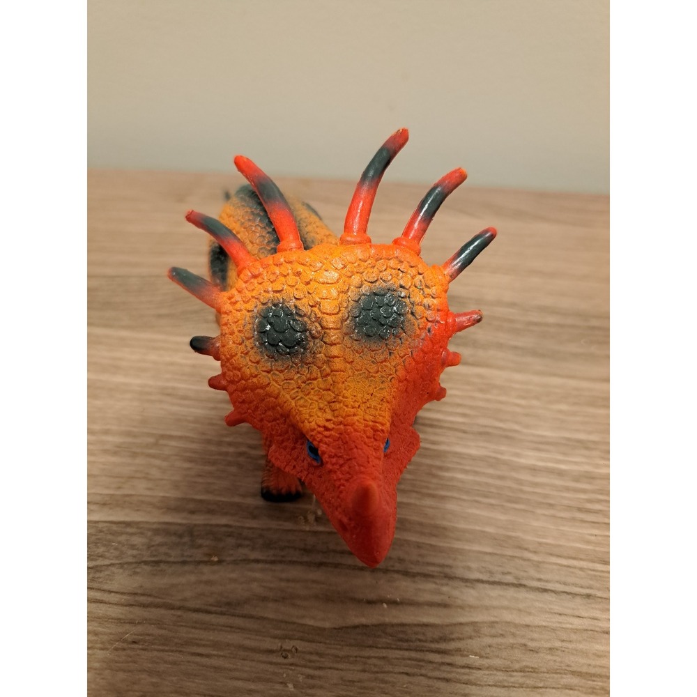 Vintage Protoceratops Dinosaur Orange Blue Eyes Toy Figure Collectible - Picture 4 of 5